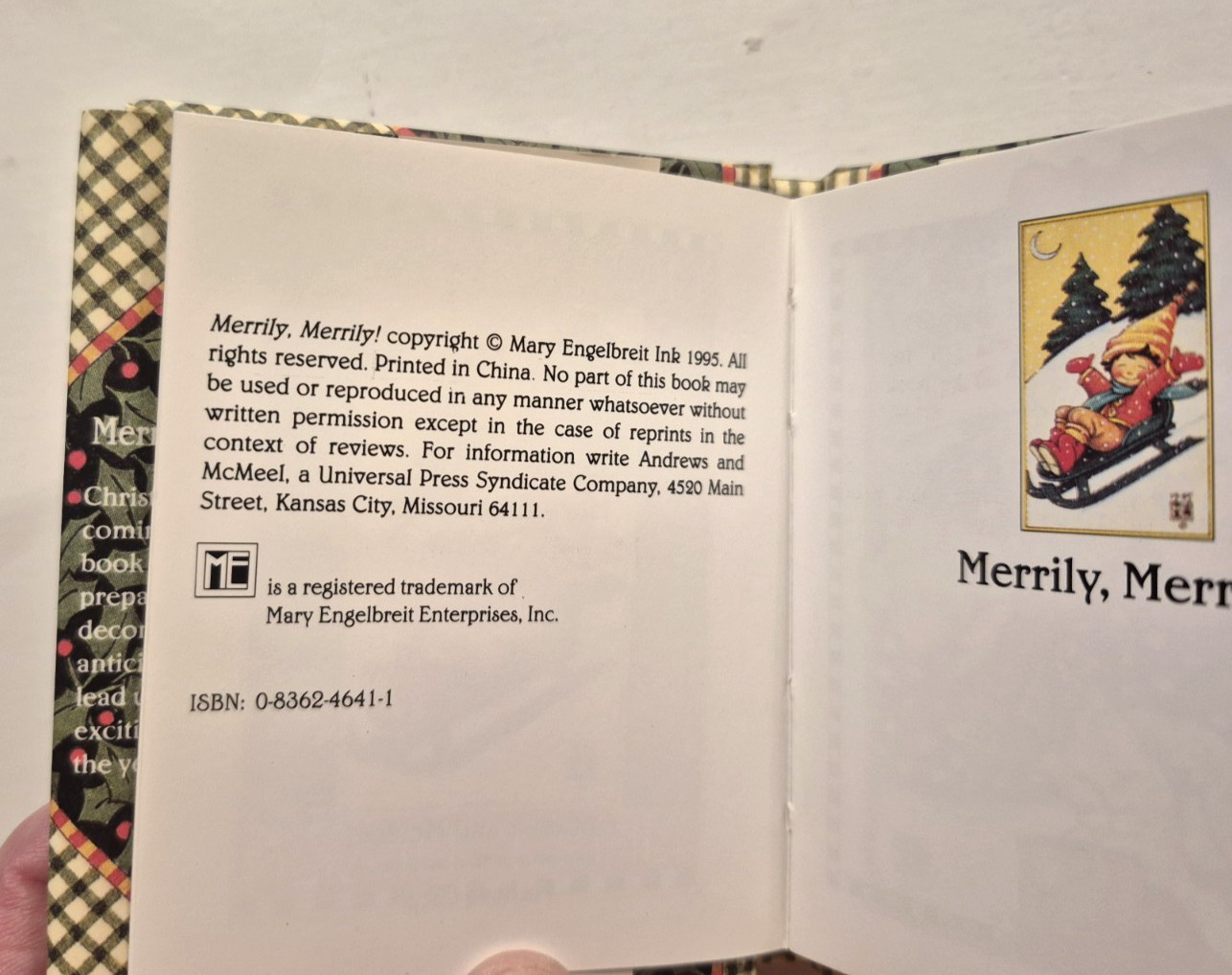 Mary Engelbreit Christmas Mini Book Merrily Merrily With Jacket Vintage 1995 EUC