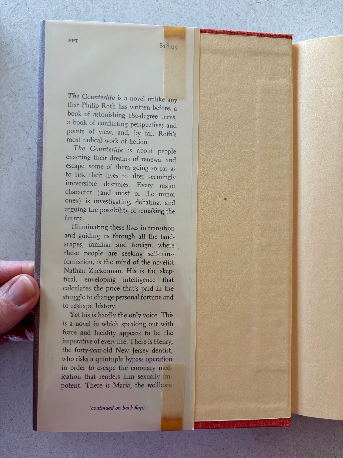 The Counterlife Philip Roth 1986 First Edition Farrar Straus Giroux Novel