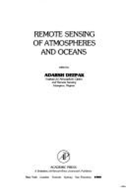 Remote Sensing of Atmospheres and Oceans Hardcover