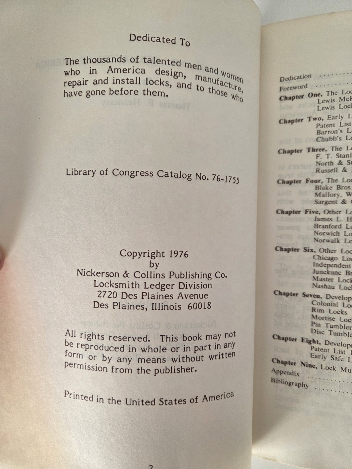 Early Locks and Lockmakers of America By Thomas F. Hennessy Revised 2nd Edition