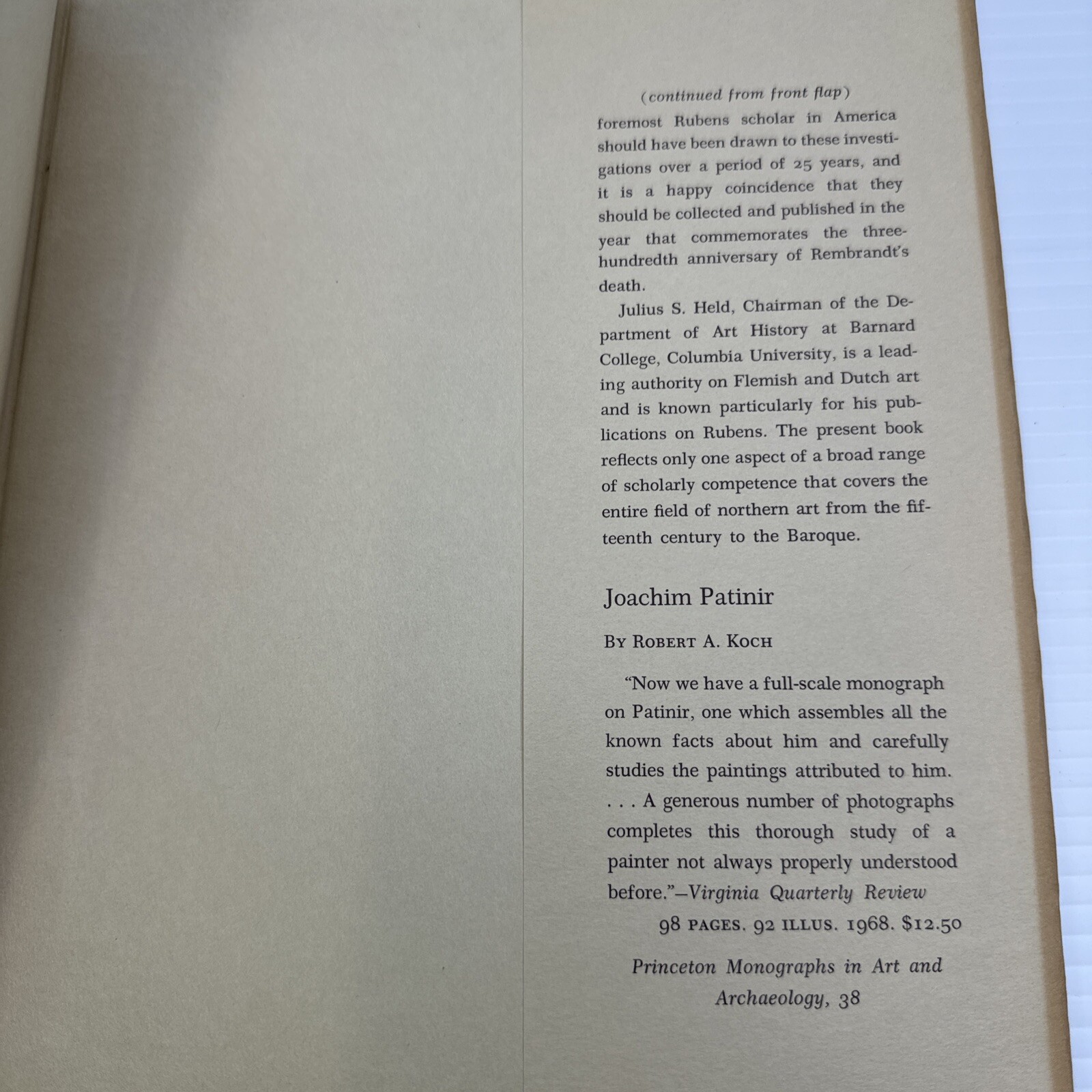Rembrandt’s Aristotle & Other Rembrandt Studies Julius S Held 1969 Princeton Uni