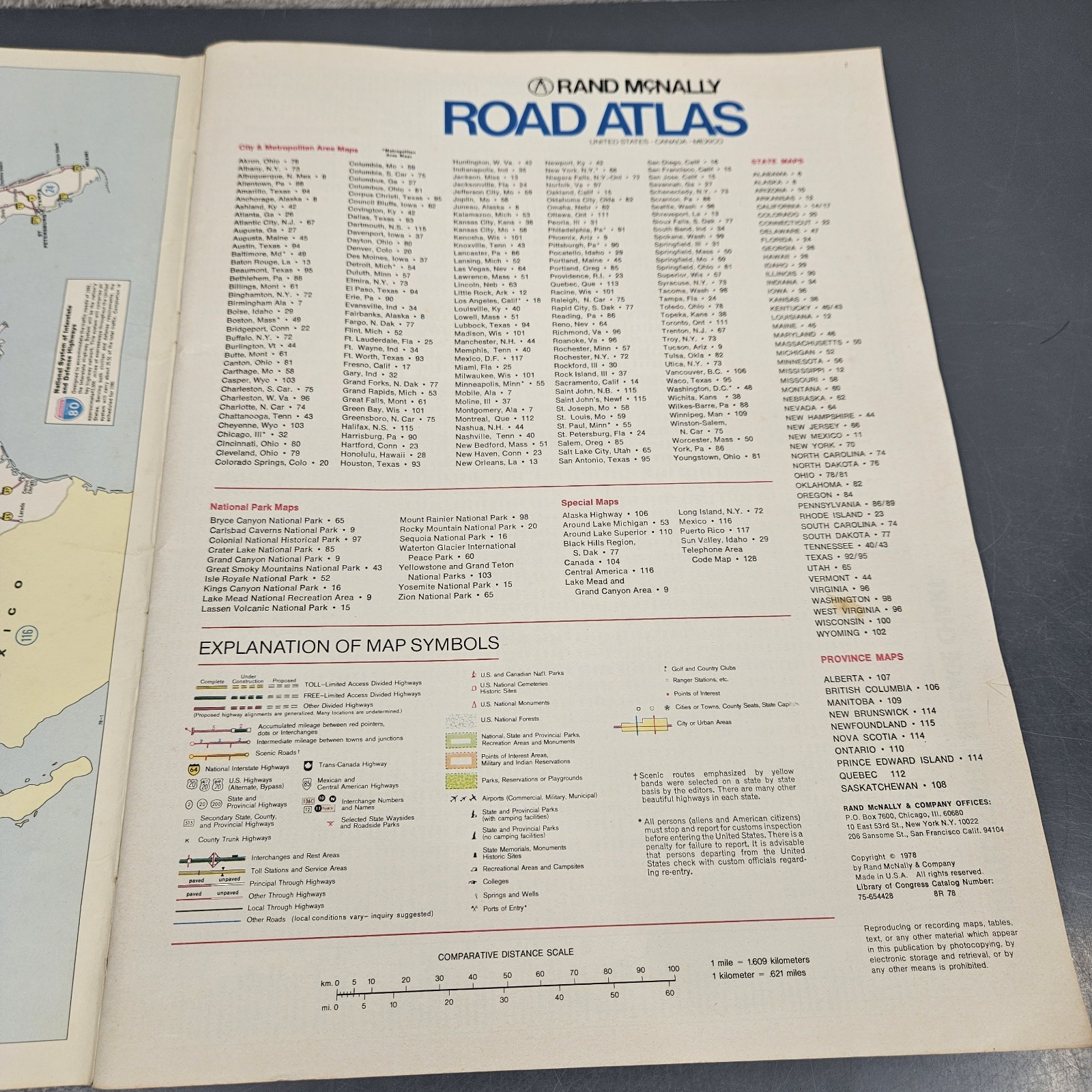 Rand McNally Road Atlas US Mexico Canada 1978 Maps National Parks Special Maps