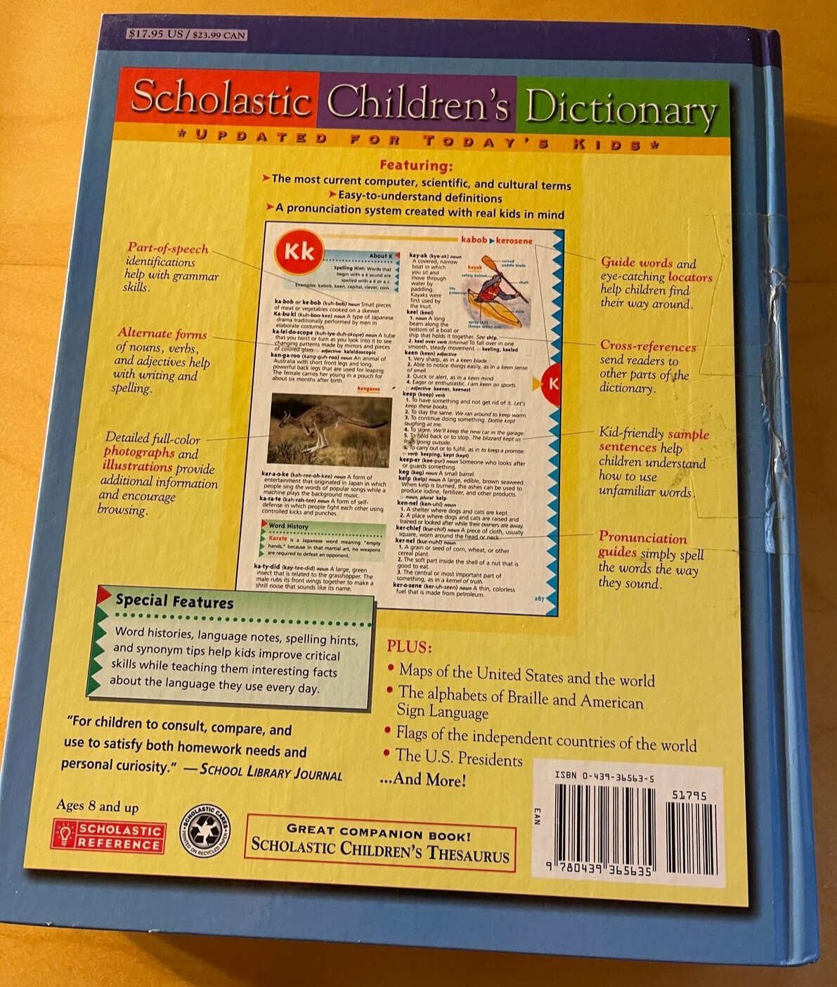 Scholastic Children’s Dictionary Ages 8 and up Hard Cover, 648 Pages 8″ x 10″