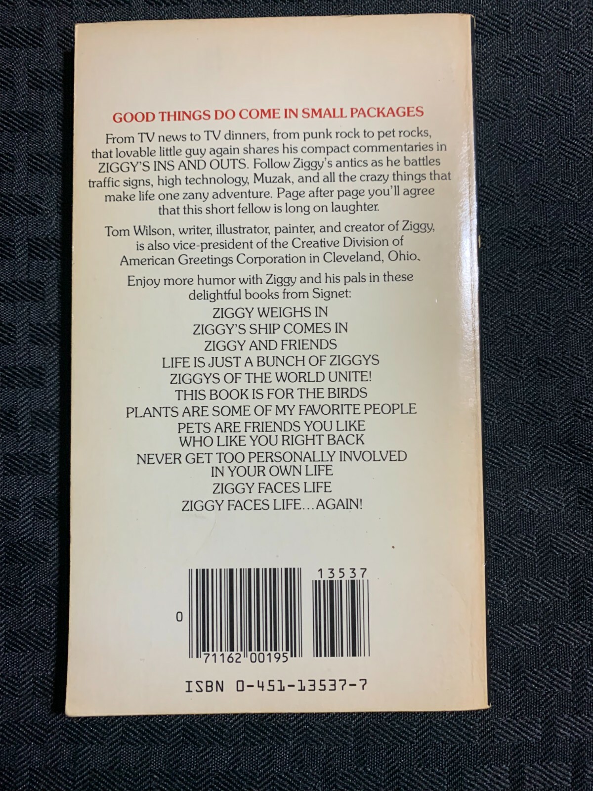 1985 ZIGGY’S Ins and Outs by Tom Wilson VG 4.0 1st Signet Paperback