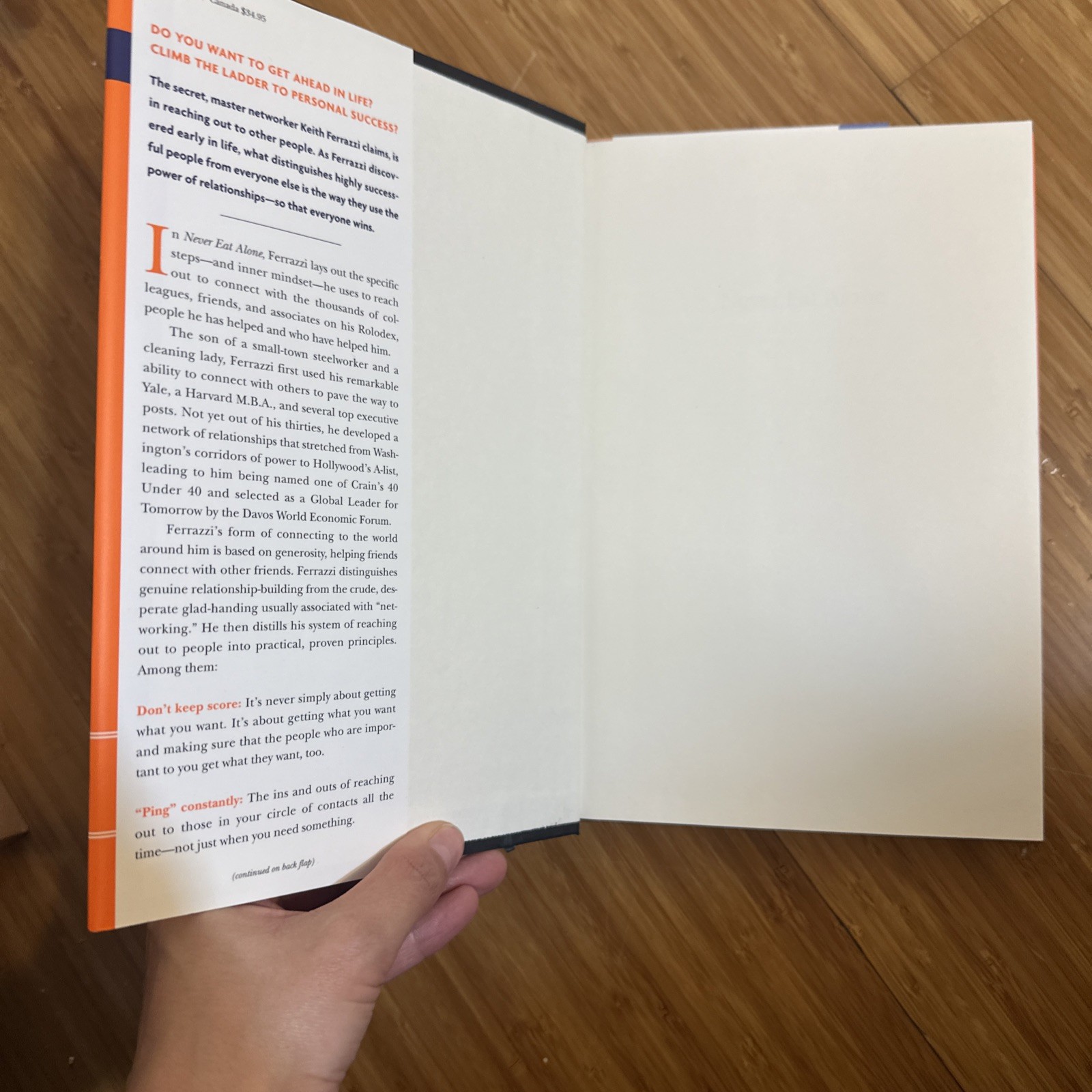 Never Eat Alone by Keith Ferrazzi & Tahl Raz Hardcover Dust Jacket Business Book