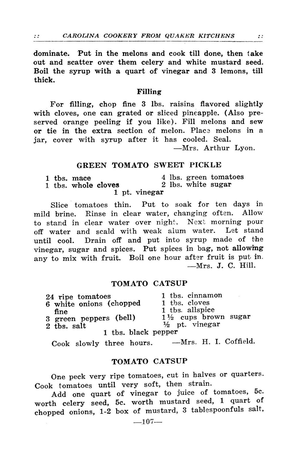 1924 Carolina Cookery From Quaker Kitchens Vintage Cook Book 112 Pages