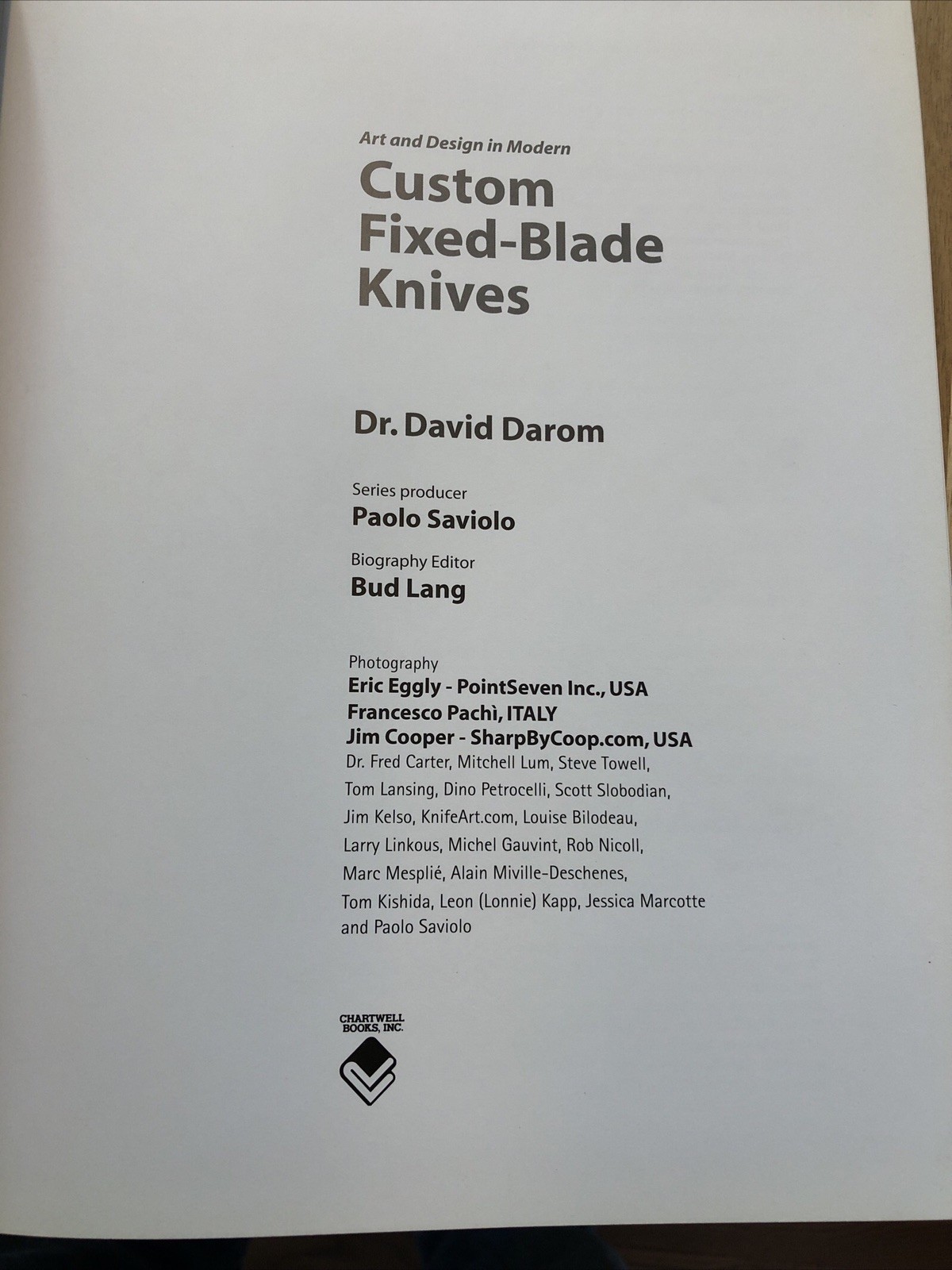 Art and Design in Modern Custom Fixed-Blade Knives Darom knife collector book