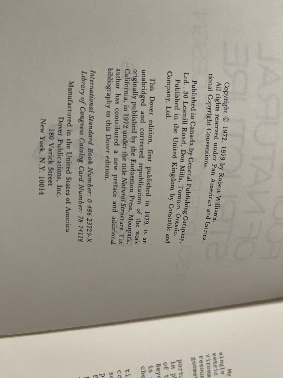 The Geometrical Foundation of Natural Structure A Source Book of Design