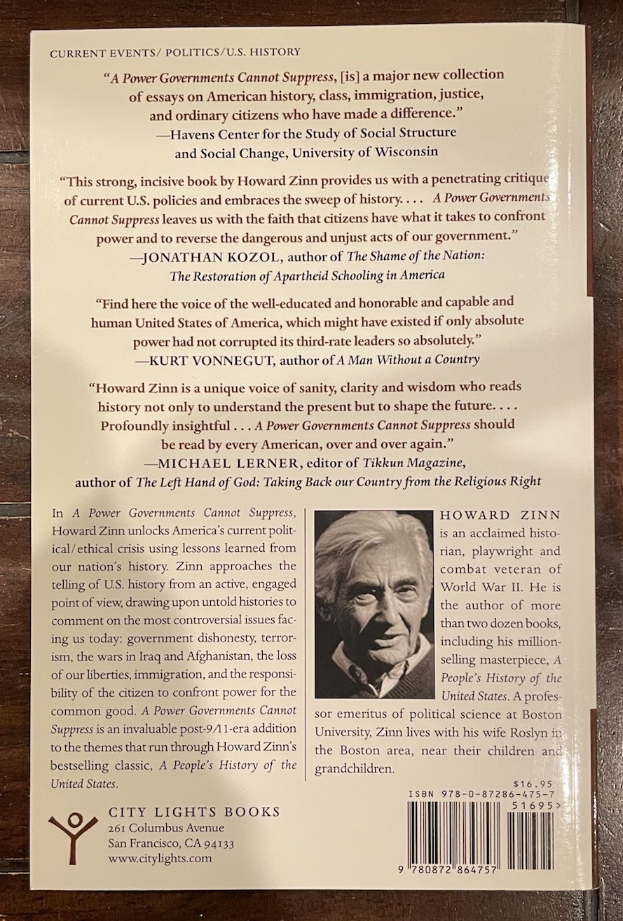 Power Governments Cannot Suppress by Howard Zinn | Paperback with FREE SHIPPING