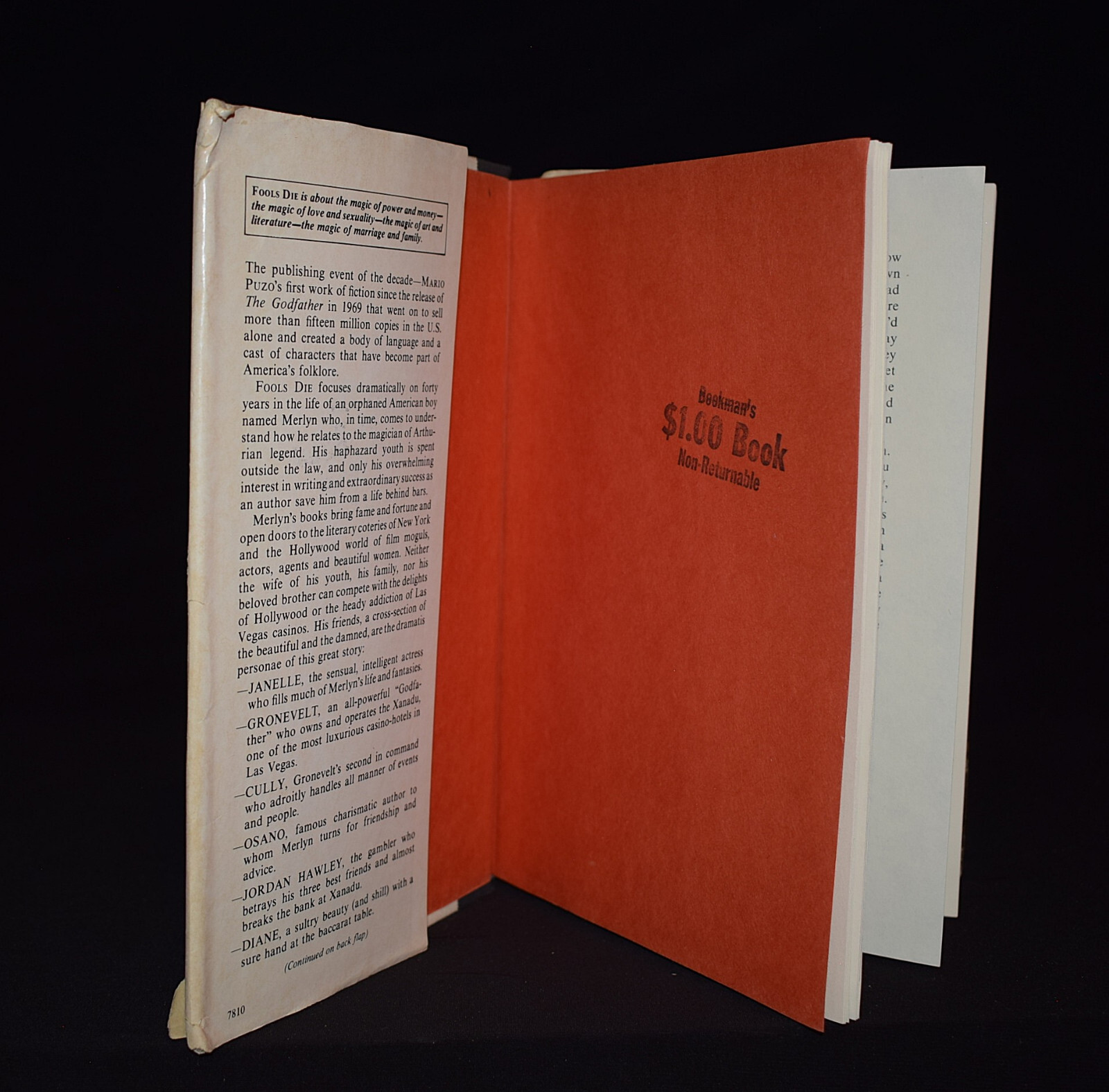 Fools Die by Mario Puzo ~ Pages 572 ~ Hardcover ~ W/ Dust Jacket