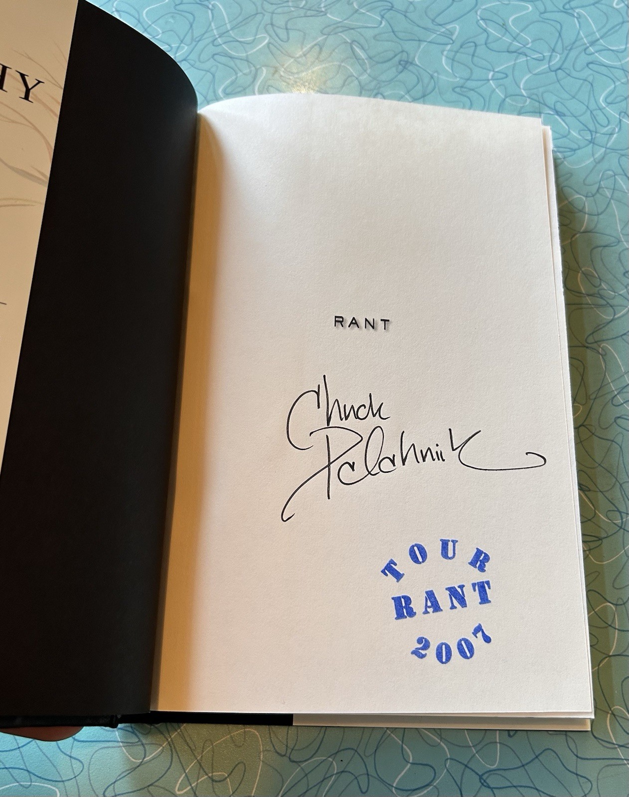 Chuck Palahniuk SIGNED AUTOGRAPHED Rant HC 1st Edition 1st Print Fight Club NEW