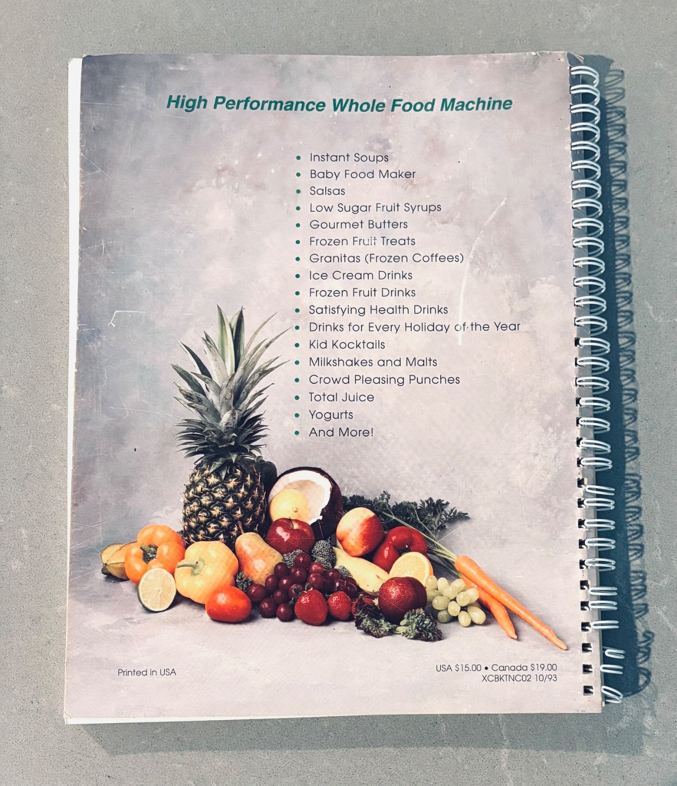 Vintage 1993 Vita-Mix Whole Food Machine Total Nutrition Center Cookbook