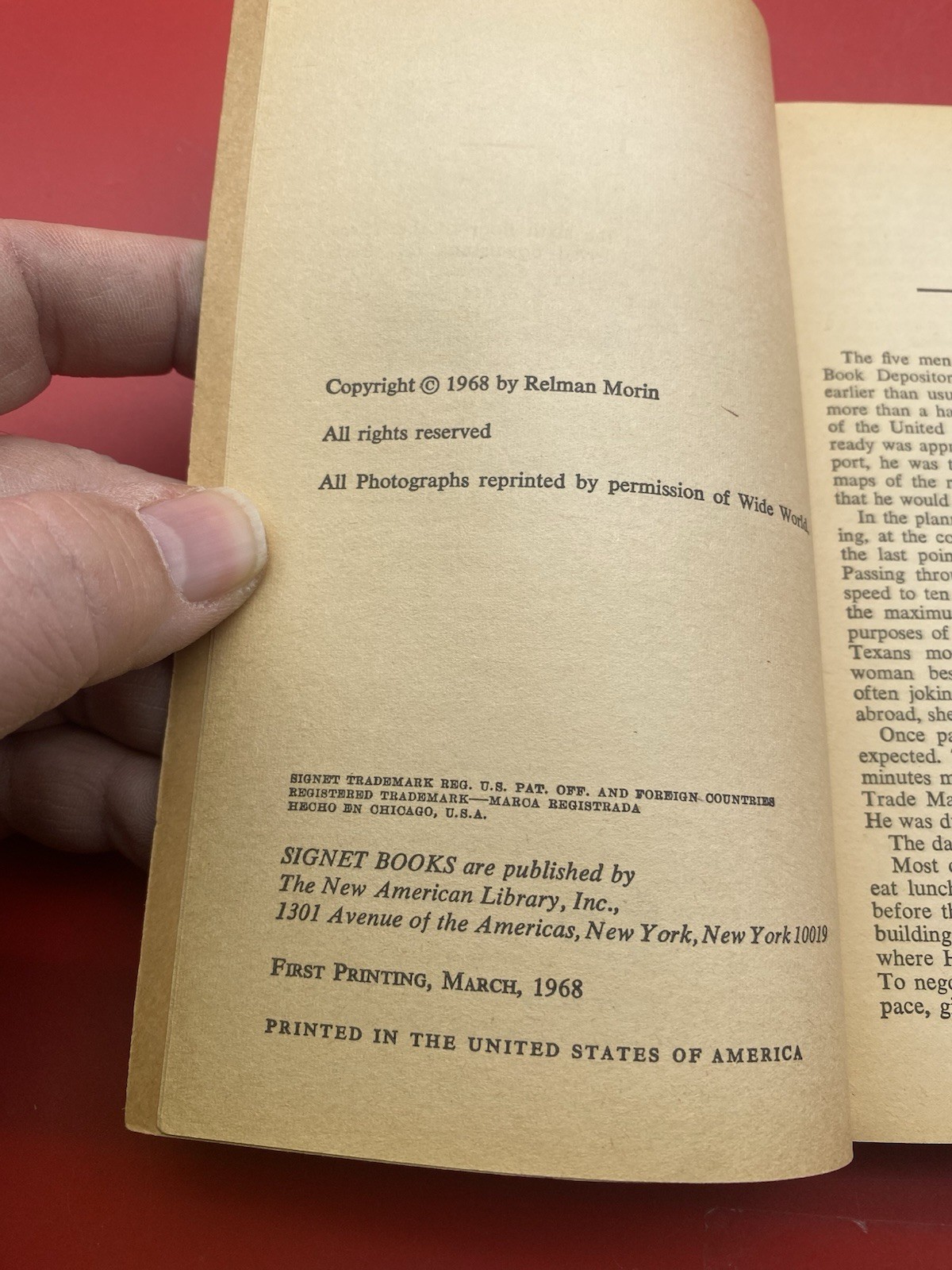 Assassination: The Death of President John F. Kennedy by Relman Morin 1968 (1P)