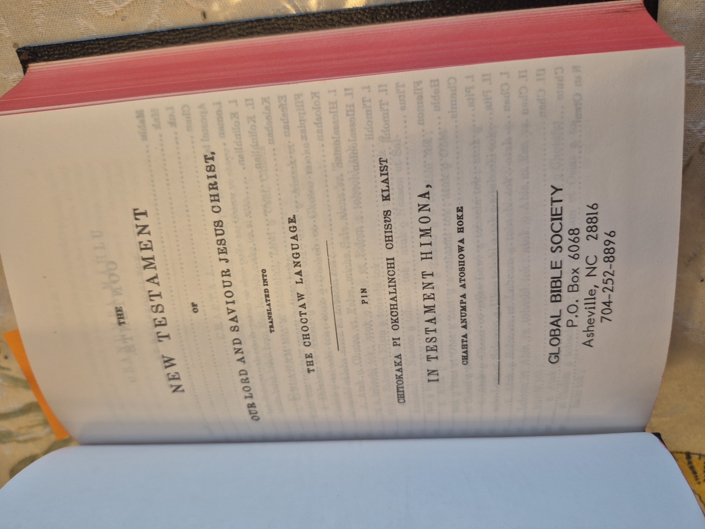 Choctaw Testament Global Bible Society Native American New Testament HB