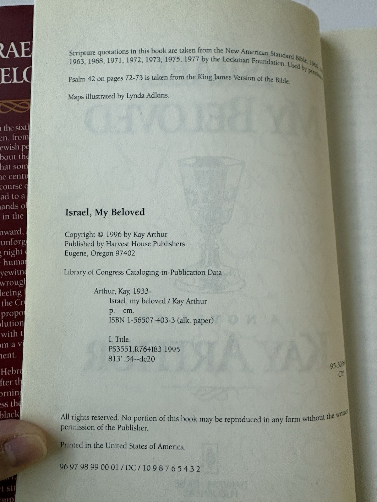 Israel, My Beloved by Kay Arthur 1996, Hardcover with Dust Jacket