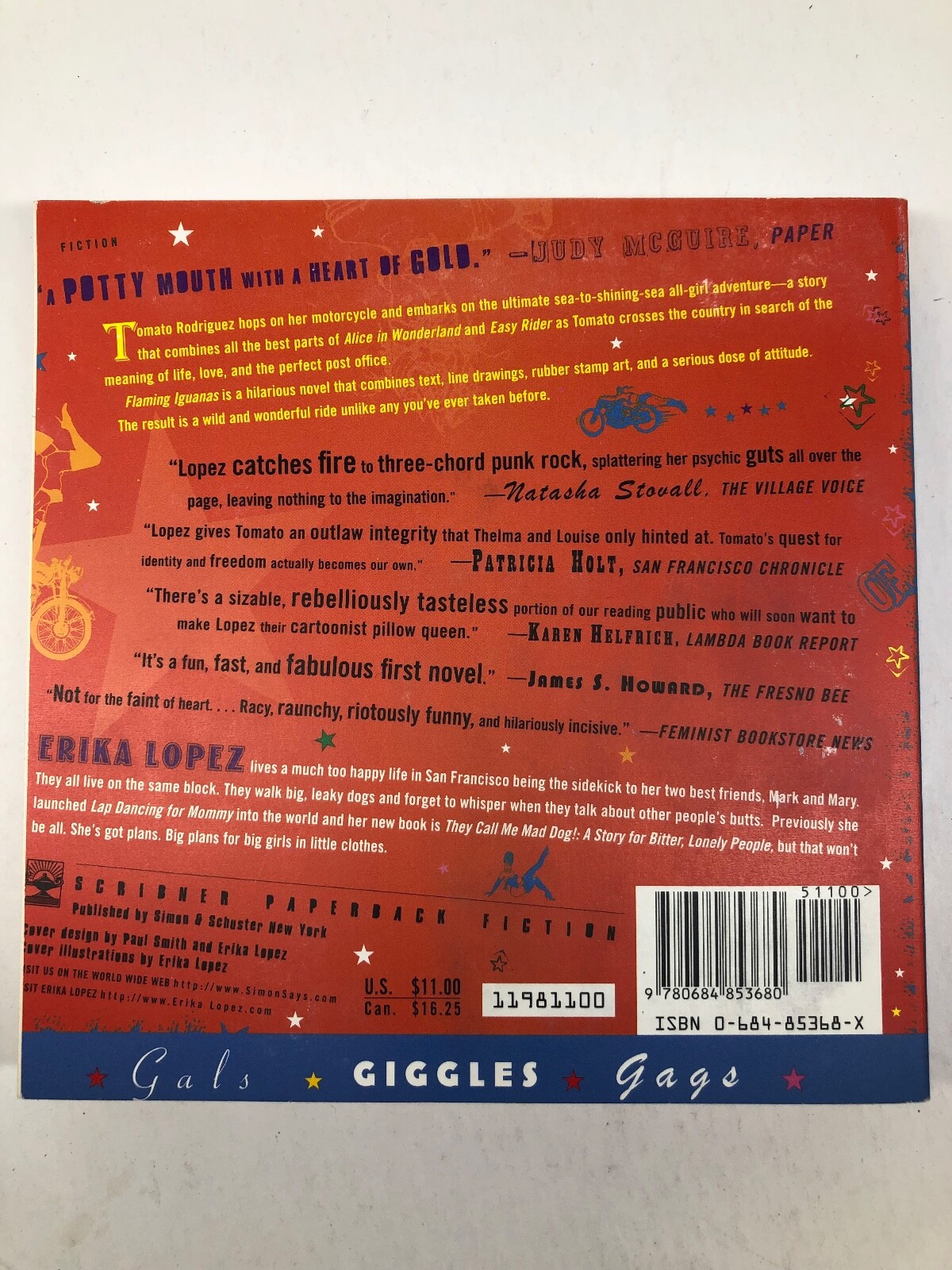 Flaming Iguanas by Erika Lopez „An Illustrated All-Girl Road Novel Thing“