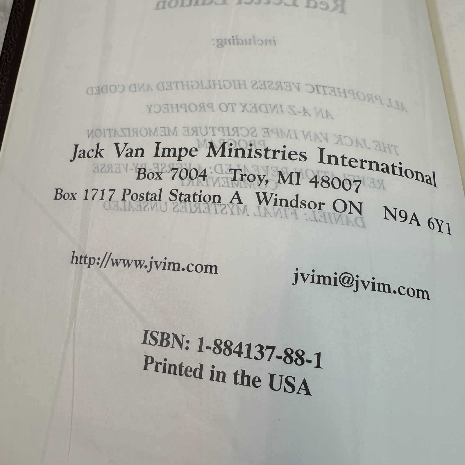 Jack Van Impe Prophecy Bible KJV Red Letter Edition Prophetic Study Reference