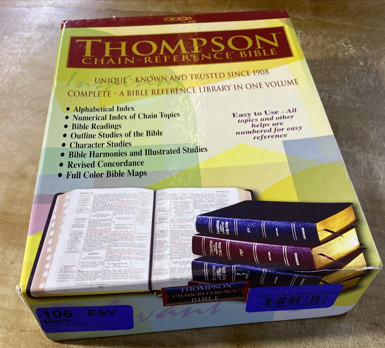 Rare 2016 Kirkbride Thompson Chain-Reference Bible ESV Black Genuine Leather USA