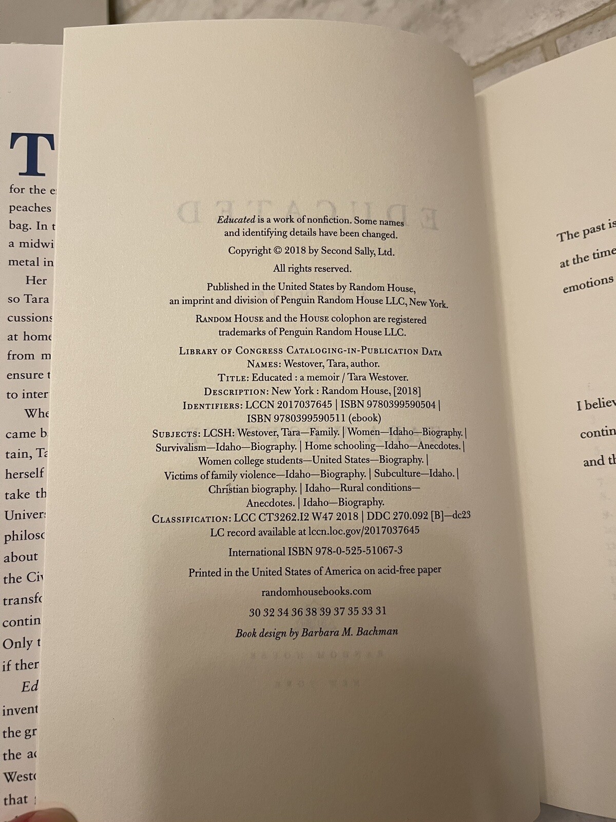 Educated A Memoir : Tara Westover NYT Best Book Very Good Hardcover 2018 Nonfic