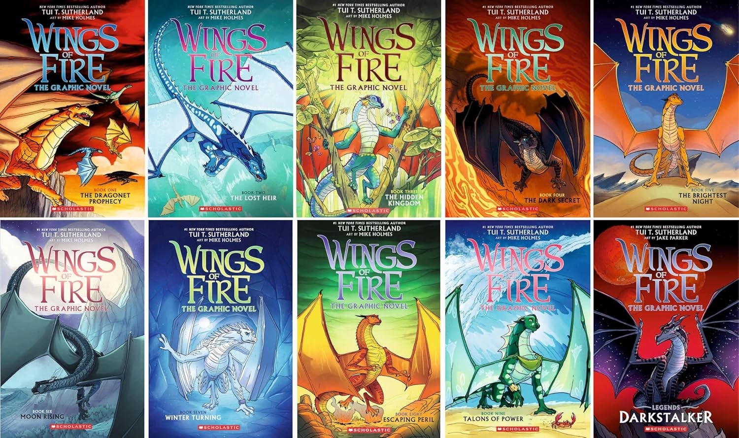 Wings of Fire Graphic Novels 10 Books Series Set Graphix Books 1-9 + Darkstalker