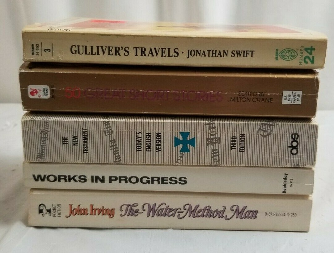Lot of 5 MISCELLANEOUS Paperback Books GULLIVERS TRAVELS, Short Stories, Method