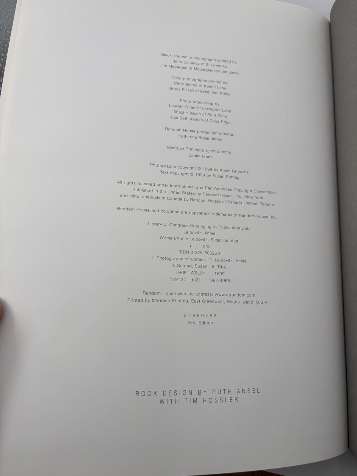 Annie Leibovitz “Women” Susan Sontag First Edition Hardcover Coffee Table Book