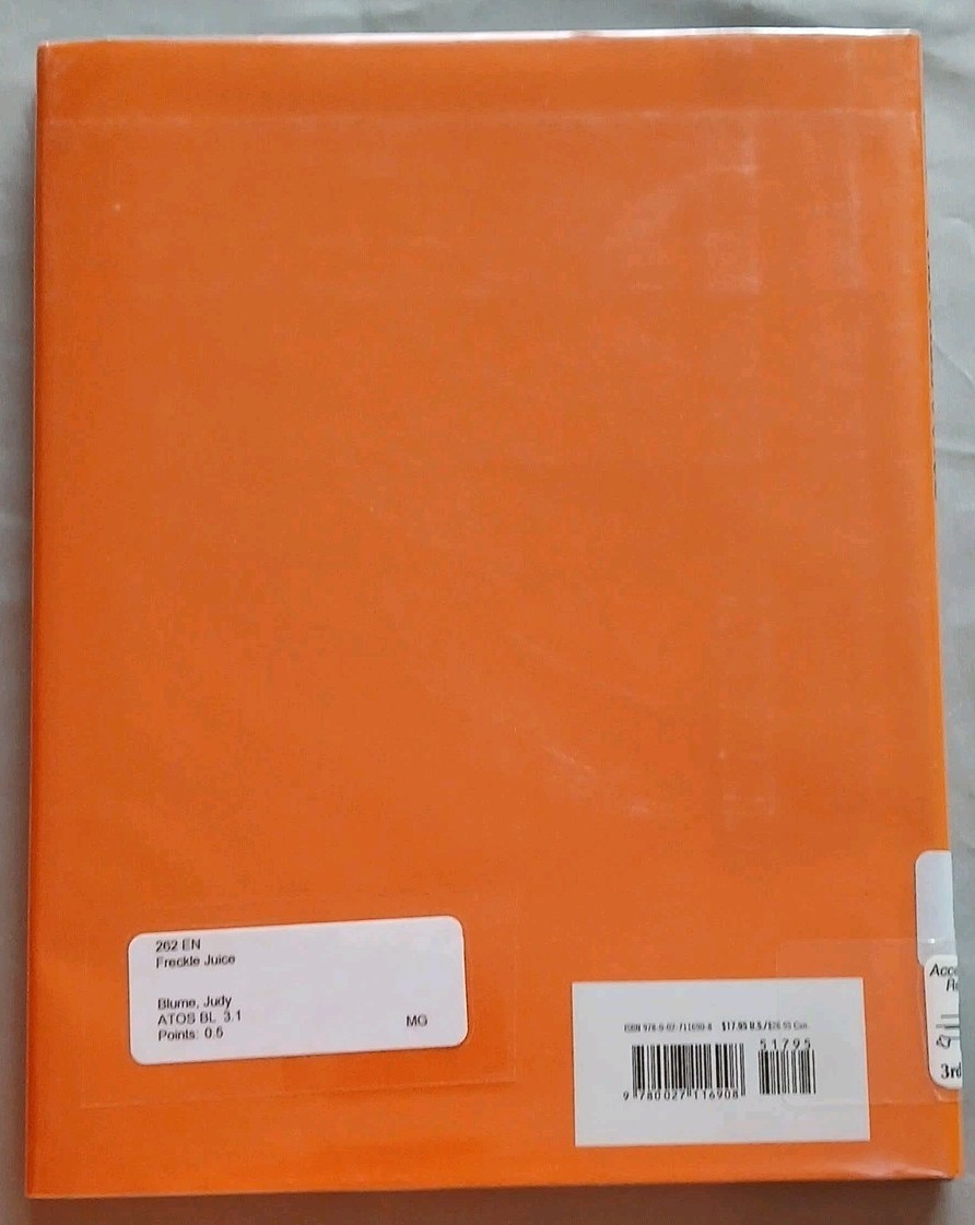 Freckle Juice By Judy Blume (1971) Hardcover Dust Jacket Ex Library 