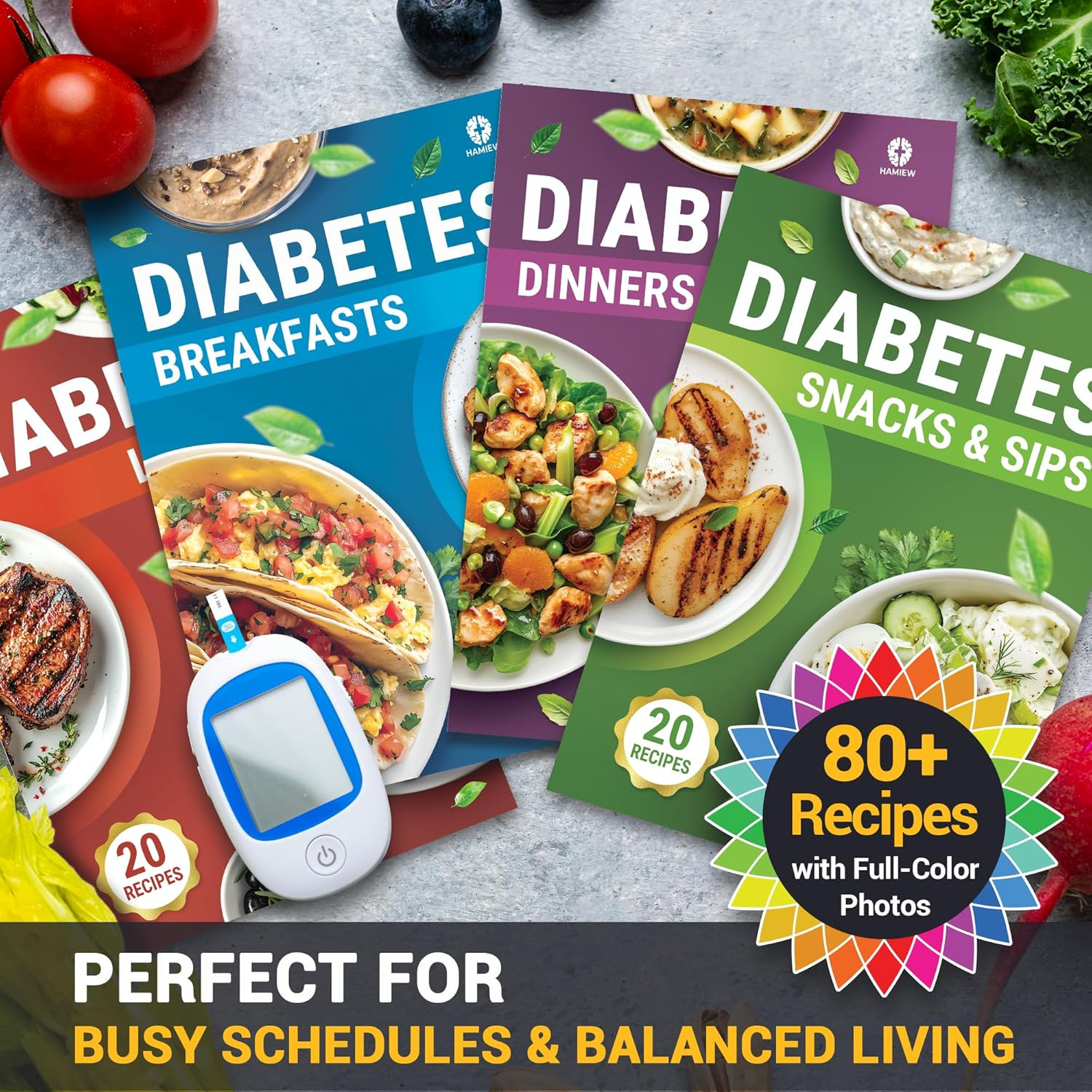 5 Pack Laminated Diabetes Food List Chart & Meal Planner for Type 1 & 2