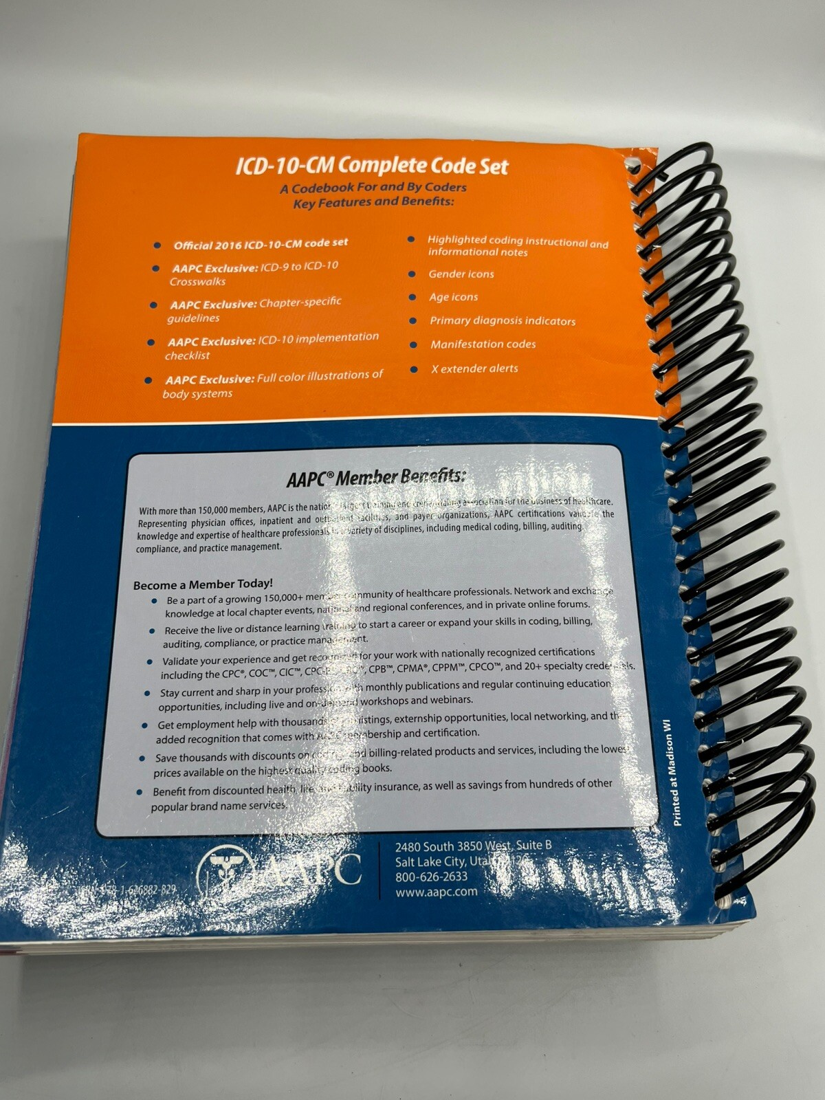 ICD-10-CM Complete Code Set 2016 Spiral Bound AACP Clinical Modification Book