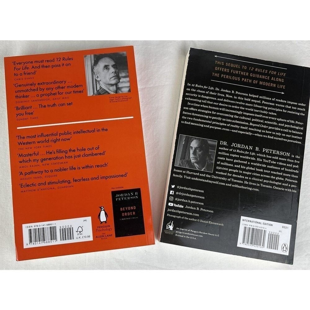 Beyond Order + 12 Rules for Life – Jordan B. Peterson Paperback book Lot of 2