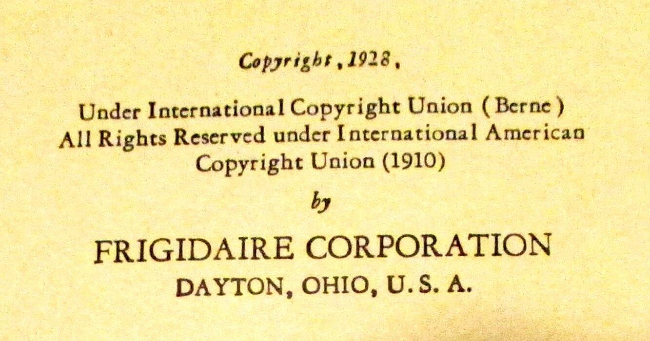 1928 Frigidiare Recipes Hardcover Book 77 Pages Frigidaire Corporation W/Covers
