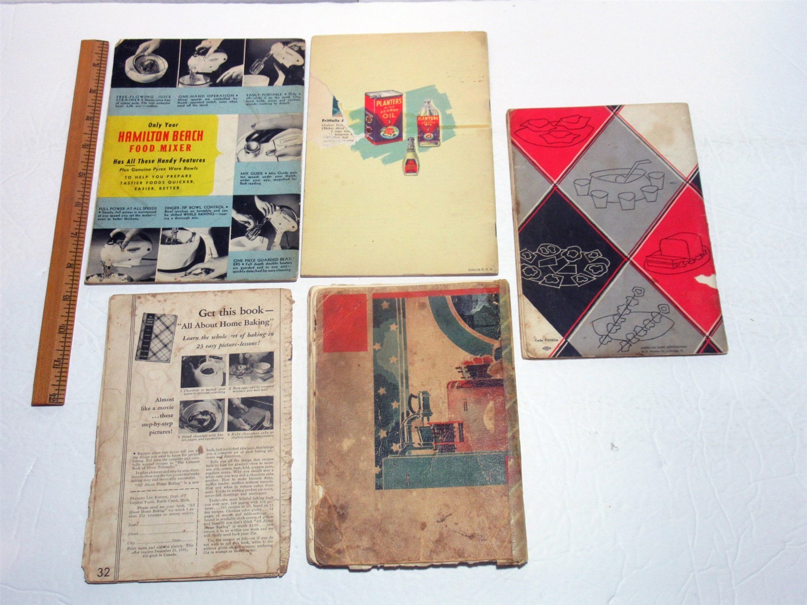 Lot 10 Vtg 1930s 1940s Cookbooks Planters Oil Carnation H-O Cereal Spry