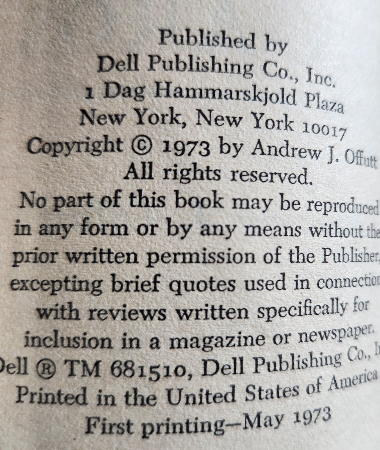 PB – 1973 – Ardor On Aros – Andrew J. Offutt – Dell 0931 – Reading Copy