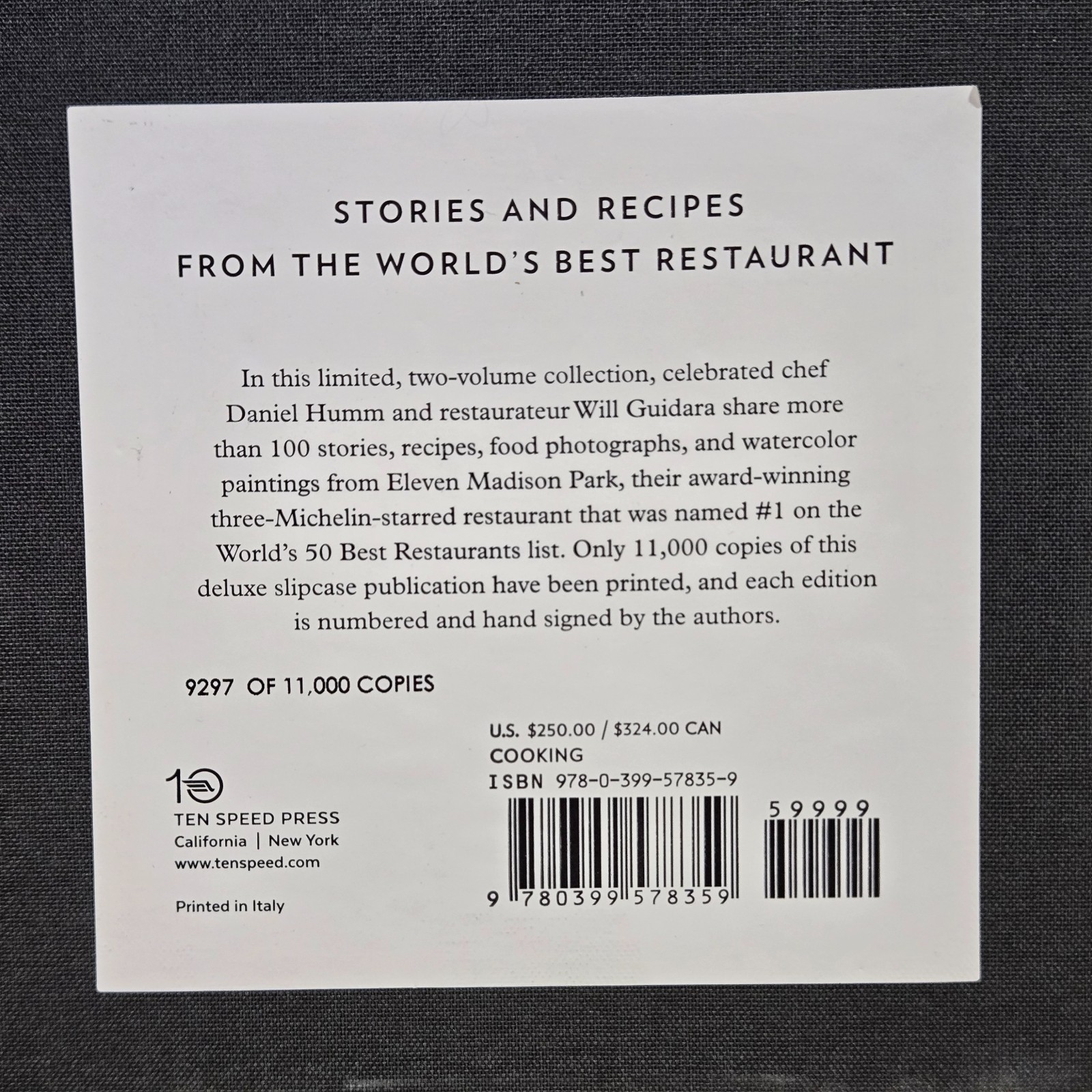Eleven Madison Park: the Next Chapter Signed Limited Edition #9297 Hardcover