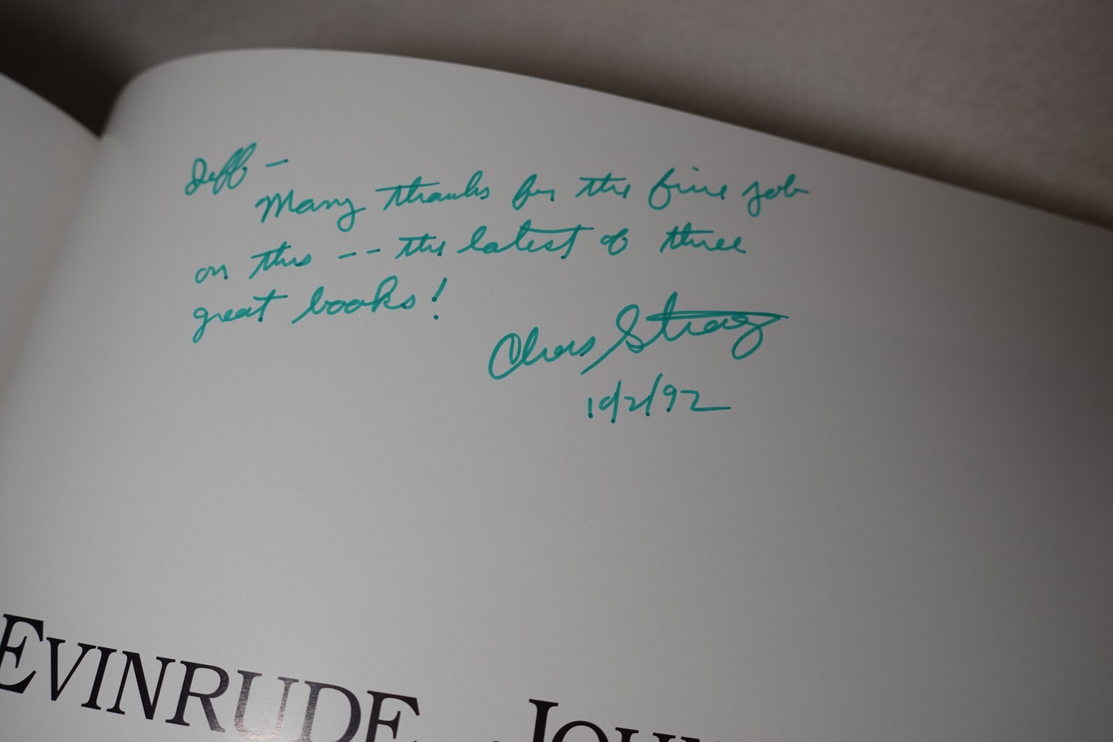 Evinrude Johnson and The Legend of OMC 1992 SIGNED Strang & Randolph Slipcase
