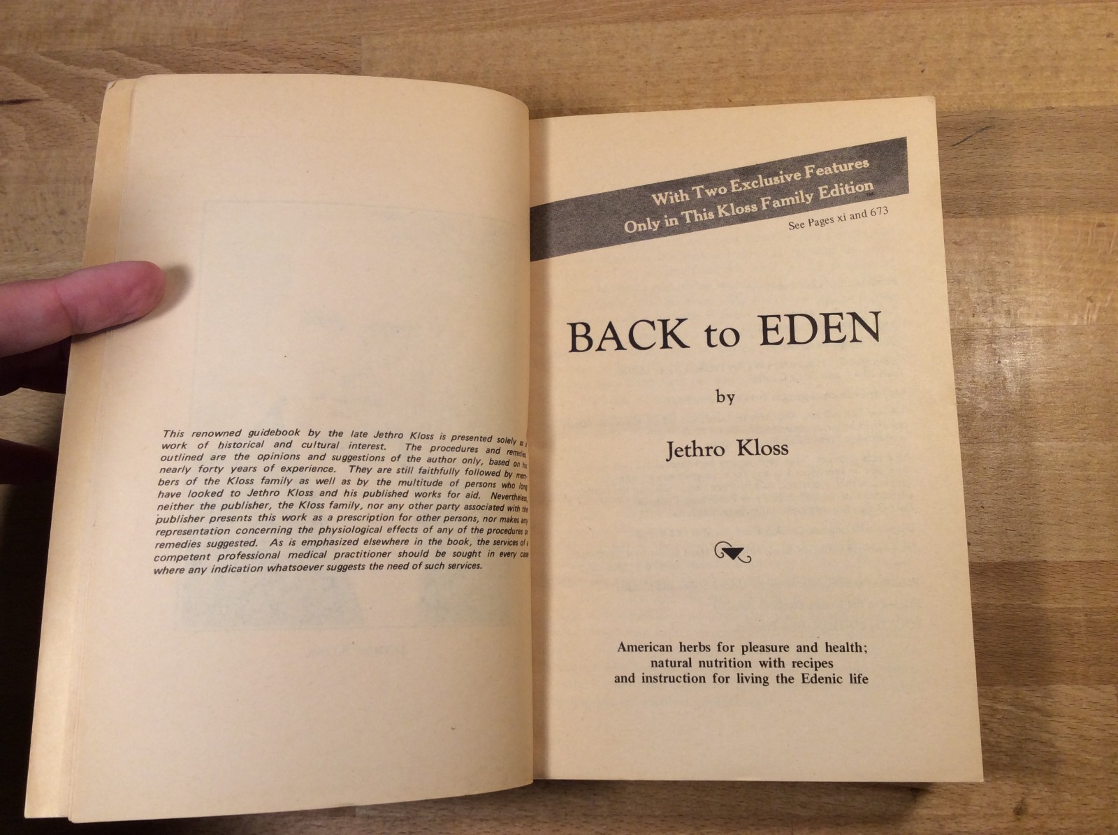 Back to Eden, Jethro Kloss, 1974 Paperback 4th Edition 5th Printing