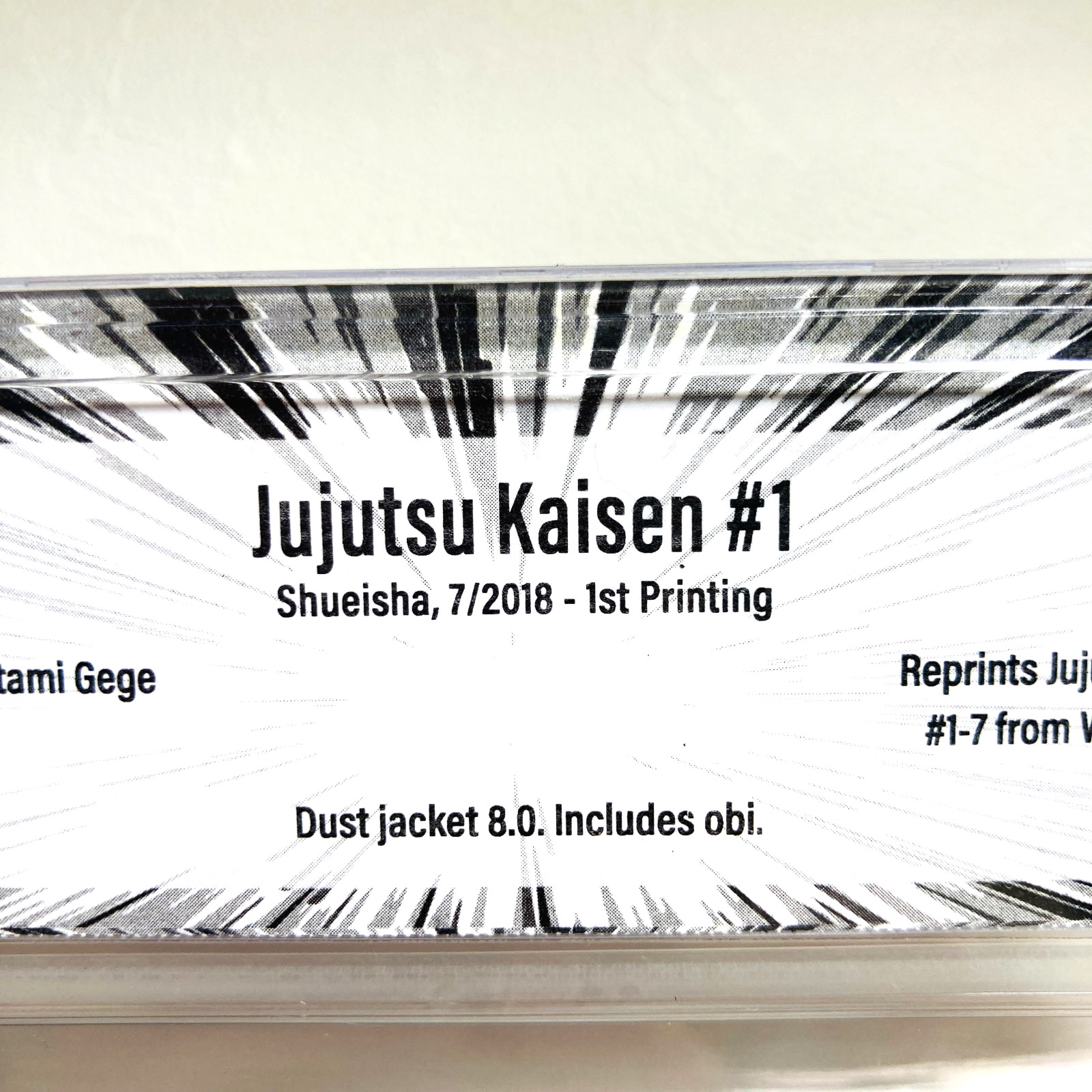 BGS 9.2 Jujutsu Kaisen #1 Vol 1 2018 1st Printing Graded Manga Jump Comics Obi