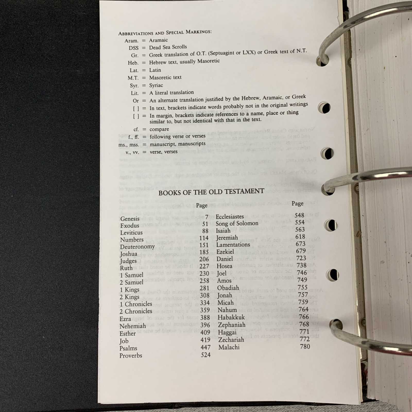 NASB Loose Leaf Bible Old Testament Only Christian Life Focus System