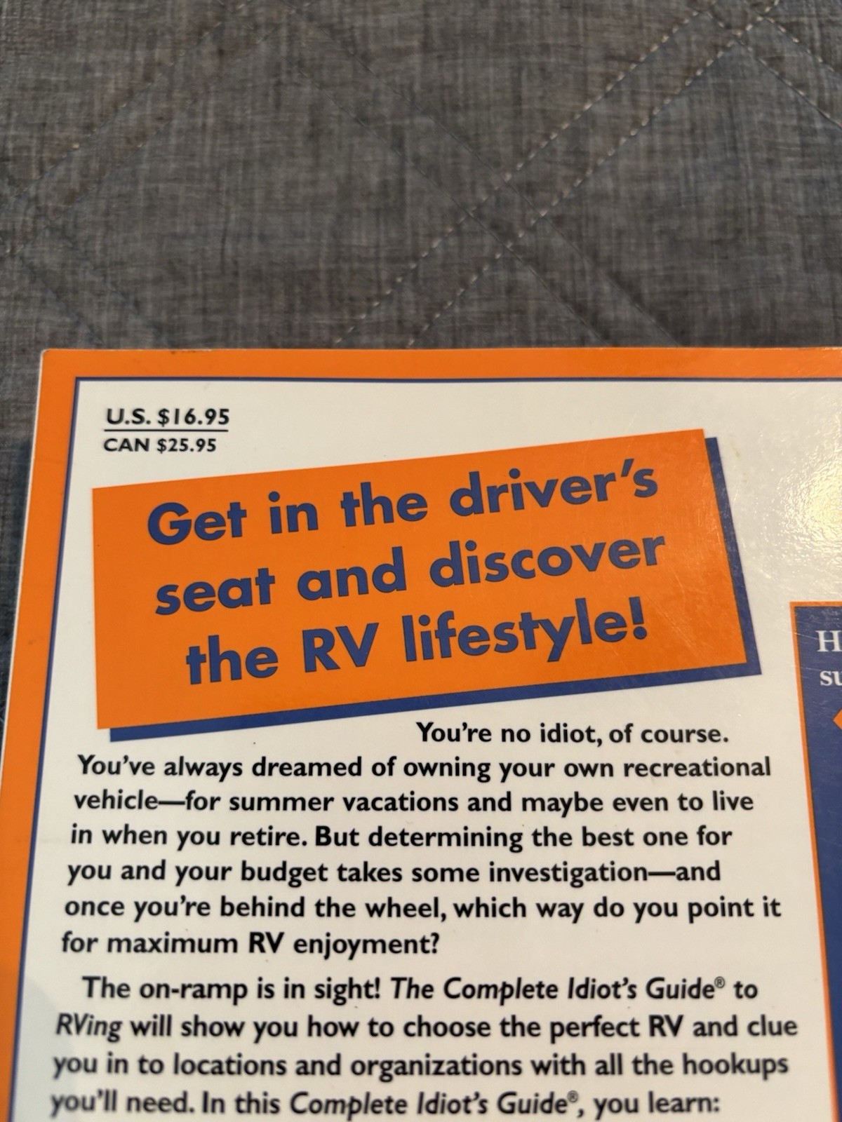 Complete Idiots Guide To Rving New 372 Pages 2002