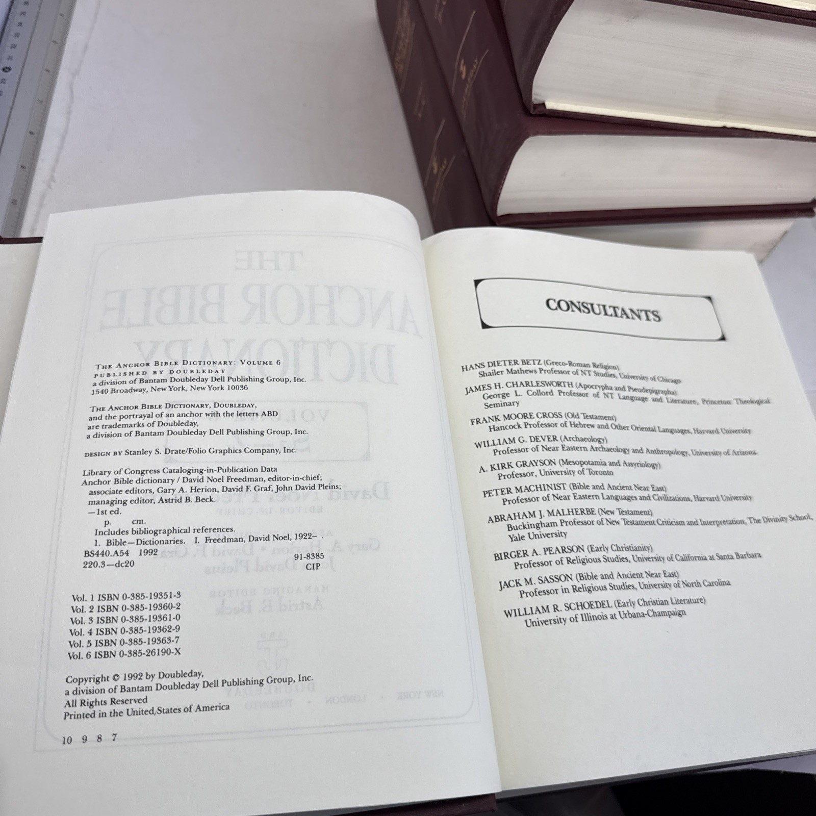 The Anchor Bible Dictionary – 6 Volume Set Hardcover 1992 Doubleday Burgundy