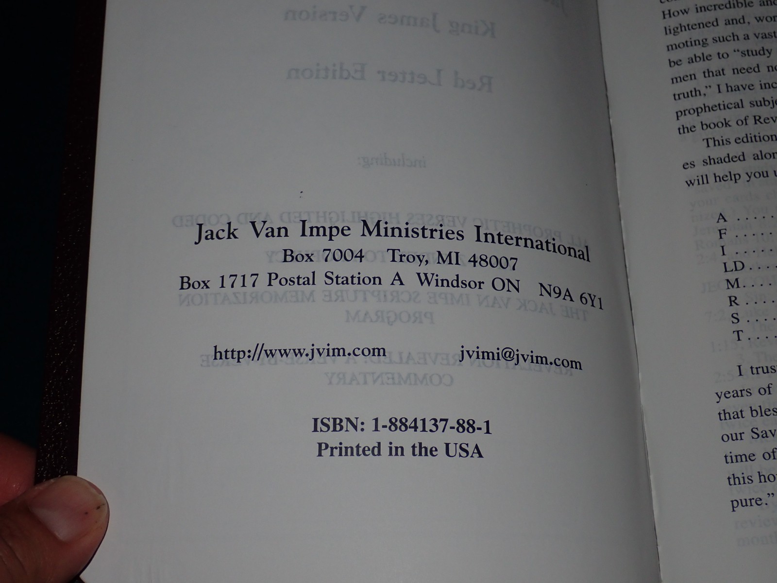 Jack Van Impe Prophecy Bible KJV 1999 Imitation Leather Red Letter Clean Pages