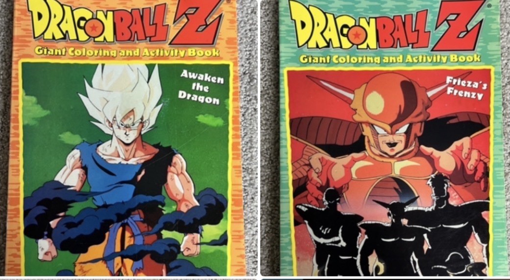 Vintage Dragon Ball Z Giant Coloring & Activity Books Lot of 2 (1 Page Used)