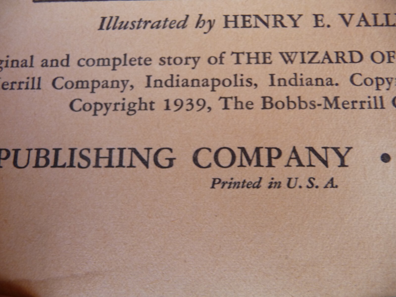 The Story of the Wizard of OZ #708 Whitman Publishing 1939