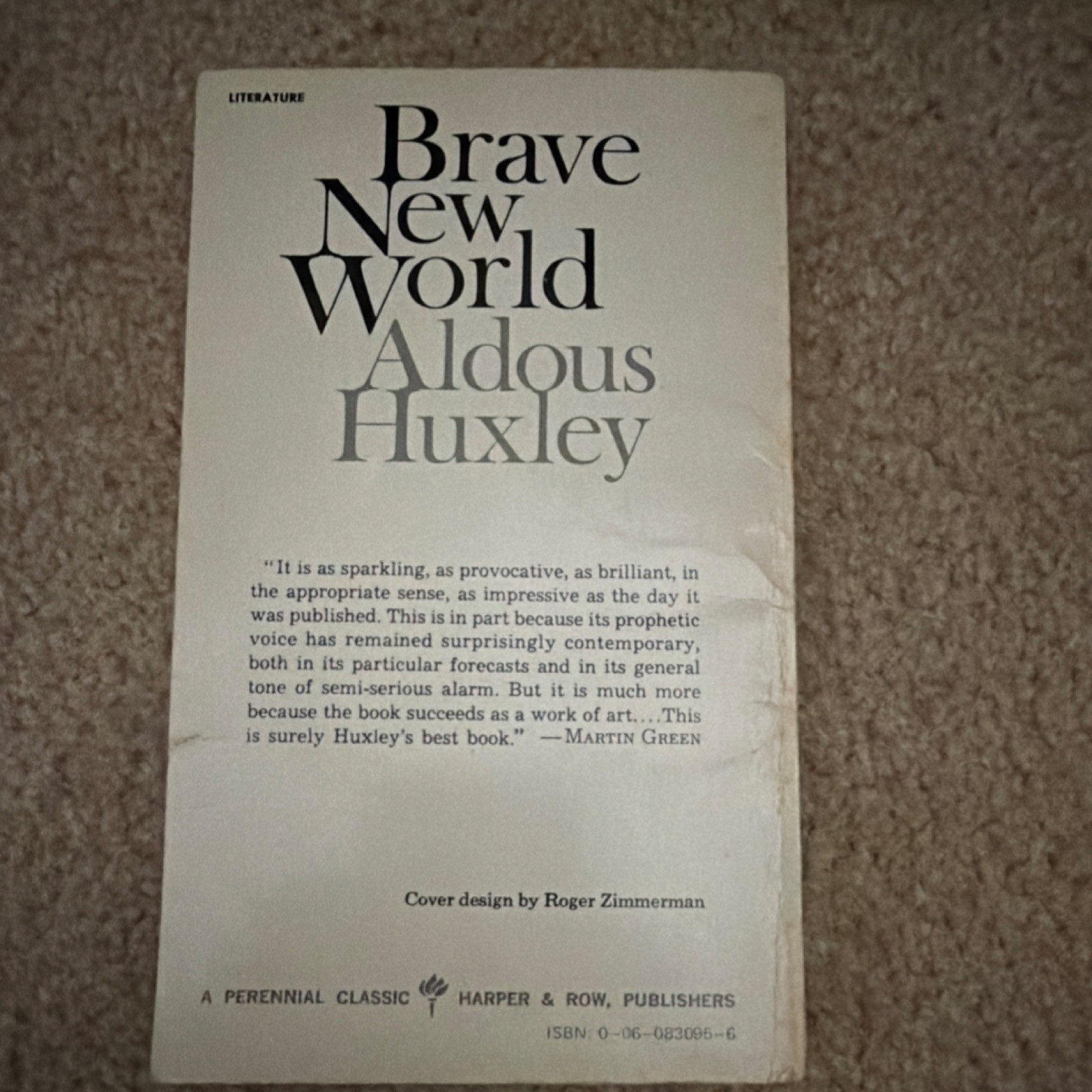 Aldous Huxley Brave New World Harper & Row Paperback 1969 Fiction 1st Ed