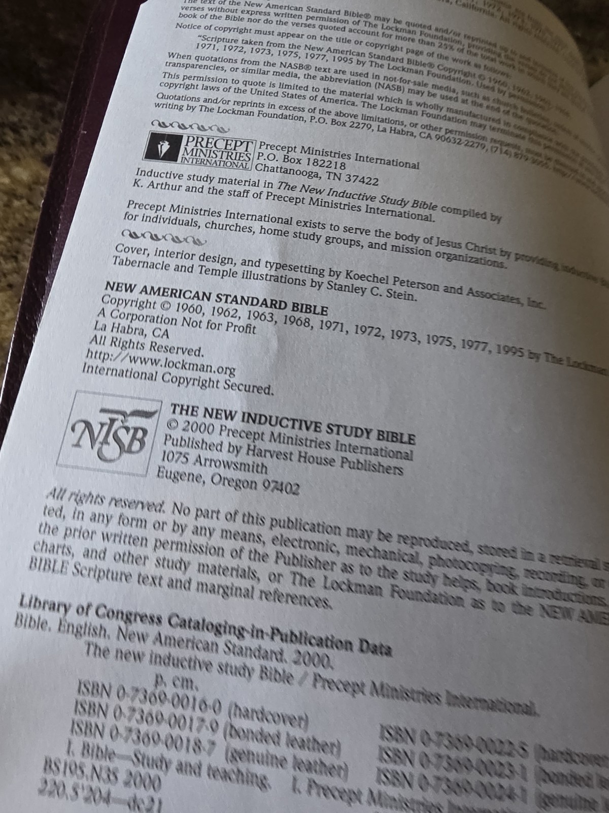 The New Inductive Study Bible NASB Updated Edition Genuine Leather Burgundy Tabs