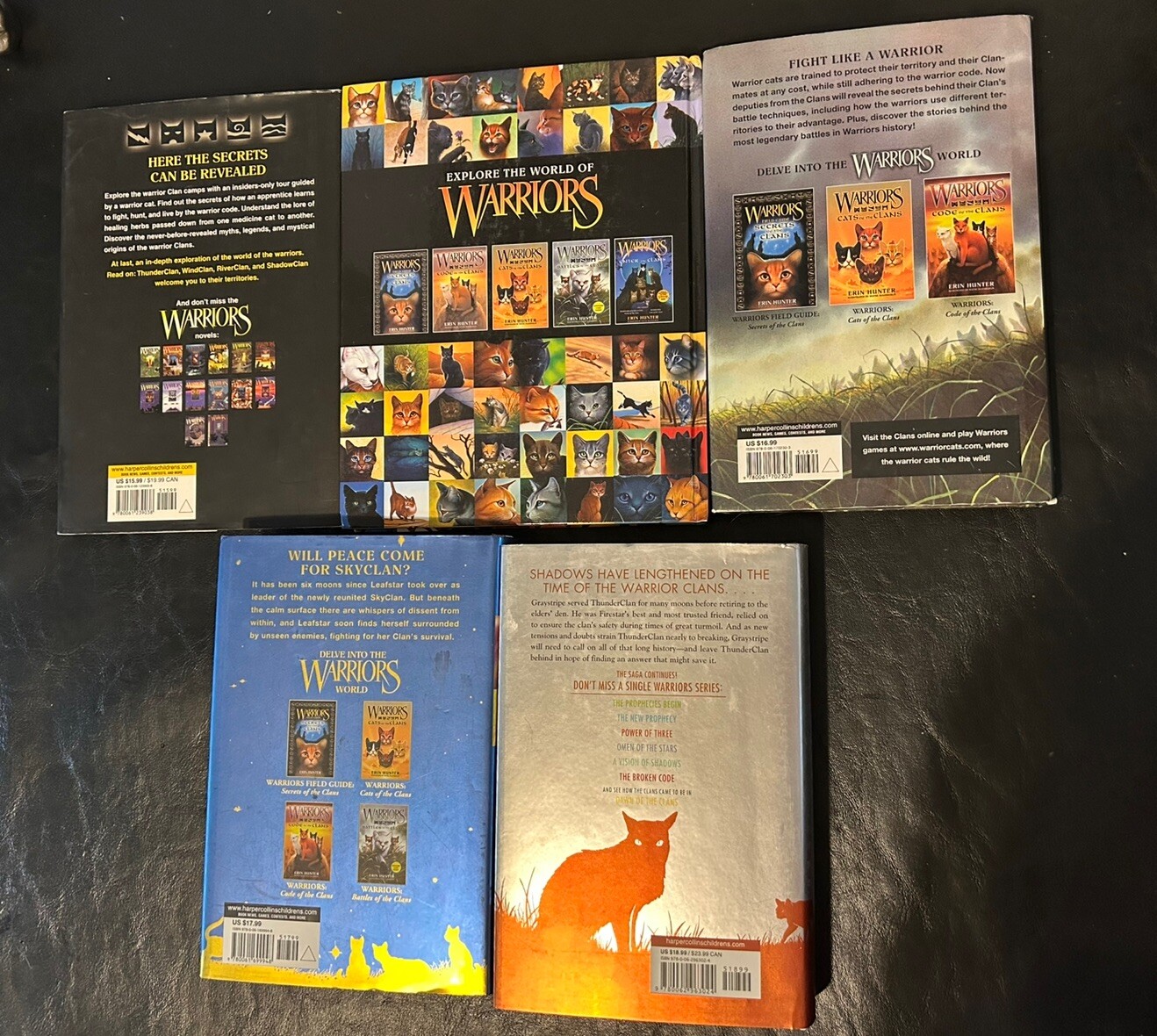 Lot of 5 Erin Hunter’s Super Edition Books, Battles of the Clans, Field Guide +