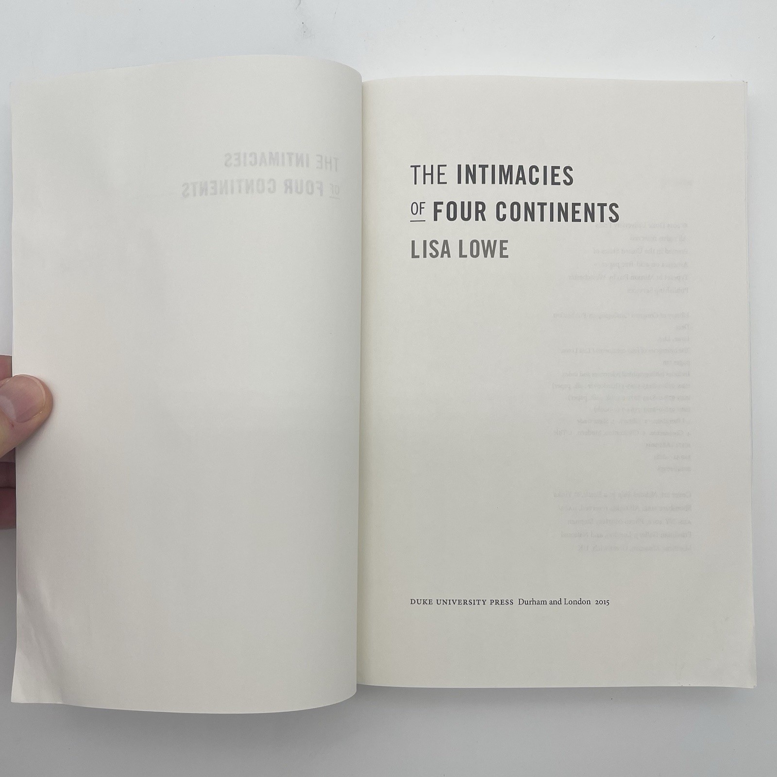 The Intimacies of Four Continents Lisa Lowe