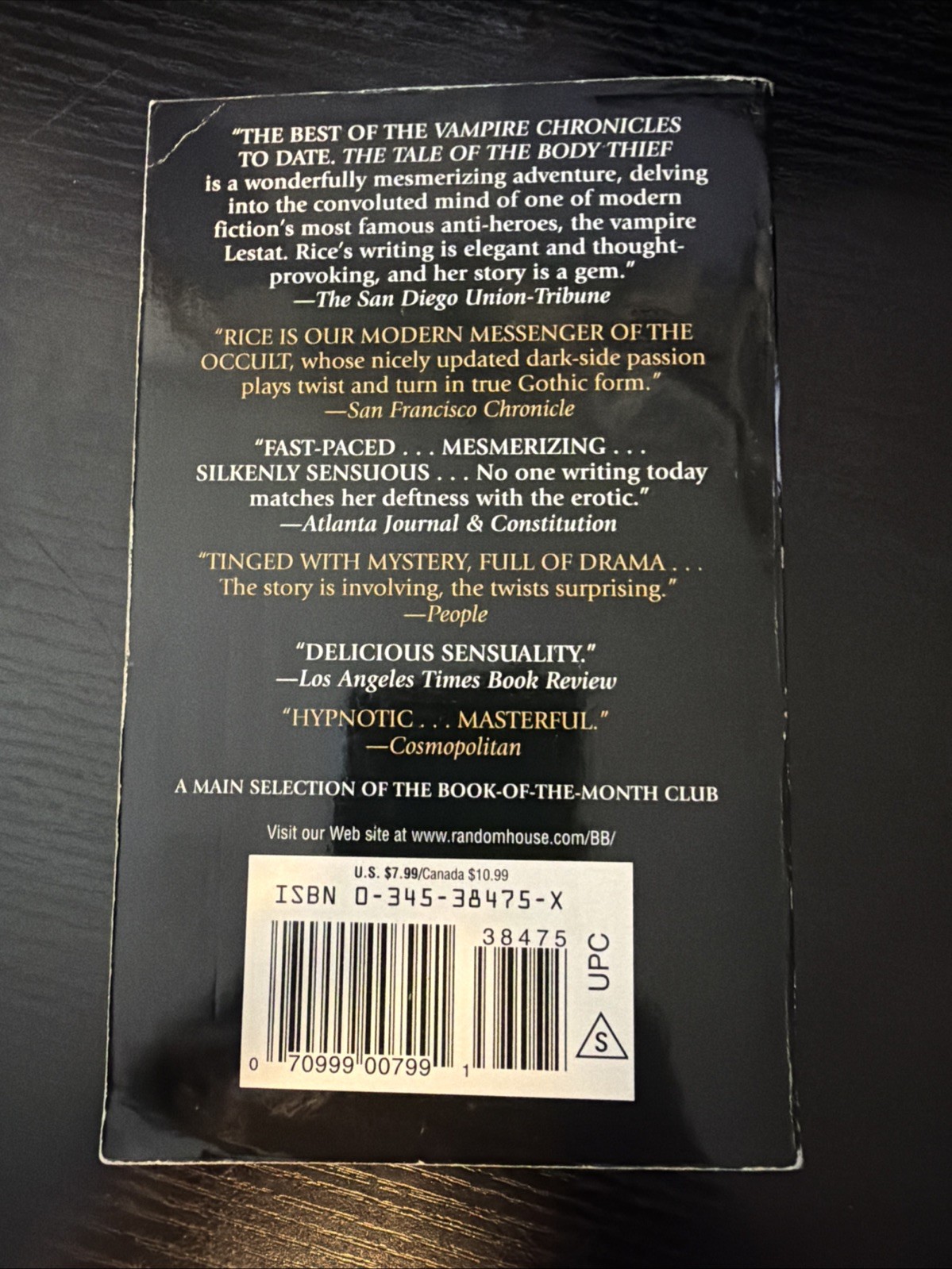 Vampire Chronicles Ser.: The Tale of the Body Thief by Anne Rice (1993, Mass…