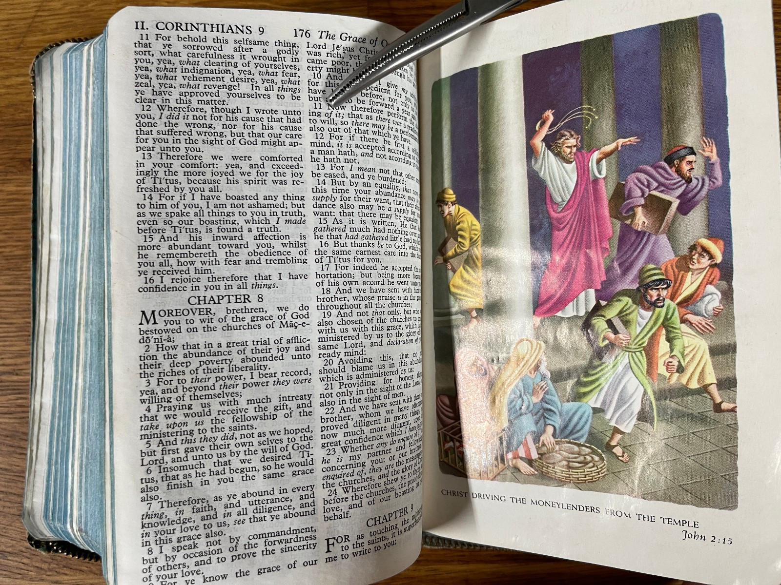 1960s Childs Holy Bible Book King James Vivid Color Illustrations Distressed