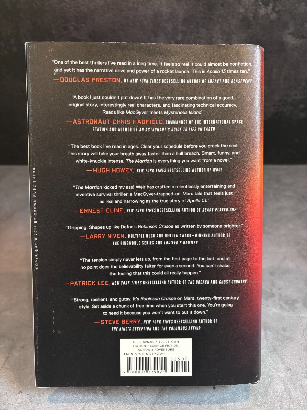 The Martian Andy Weir HC 1st Edition Very Good Bestseller Sci-Fi Novel